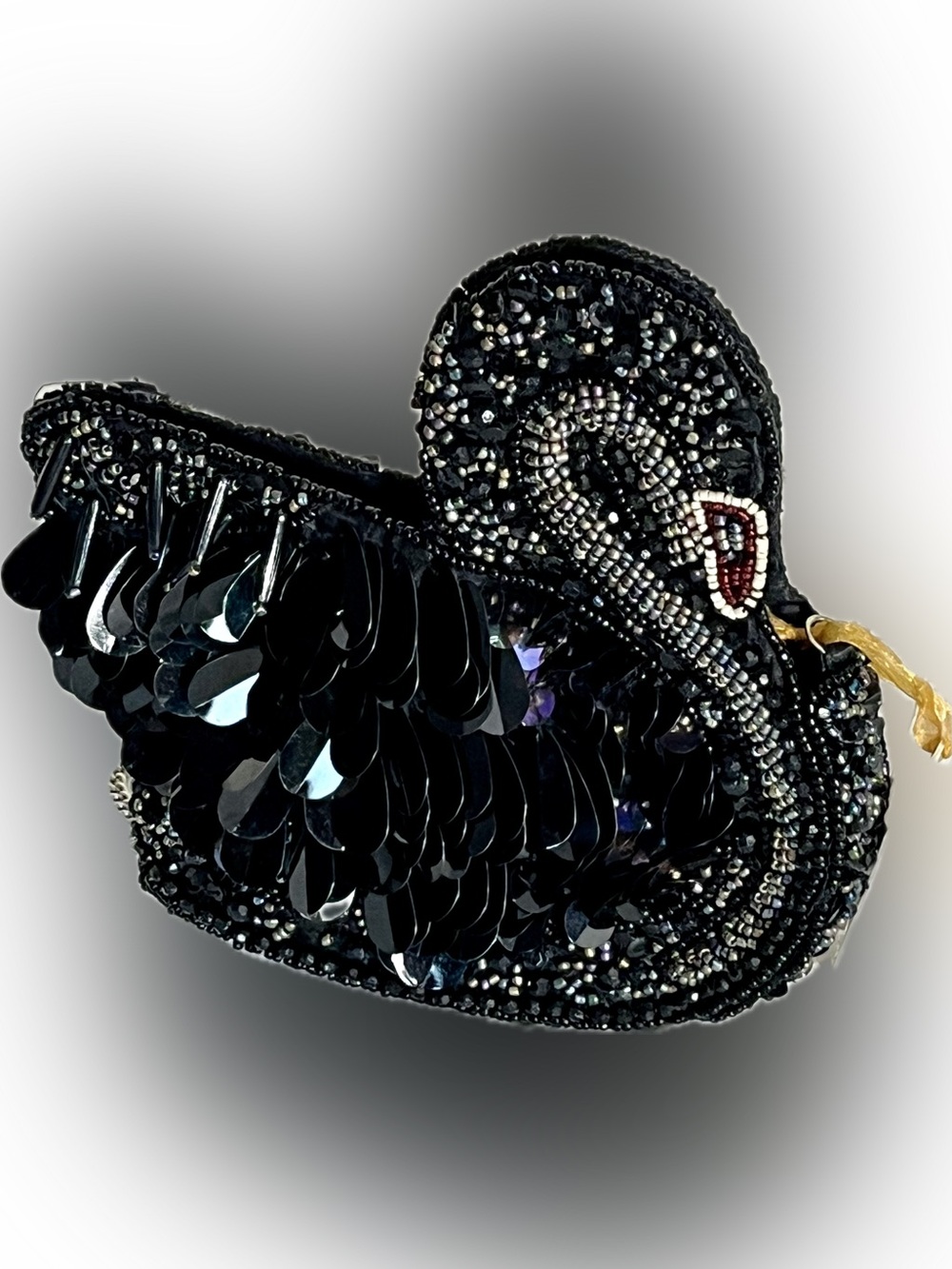 NWT From India To You Black Swan Beaded Crossbody Bag Viral Sequin Handcrafted